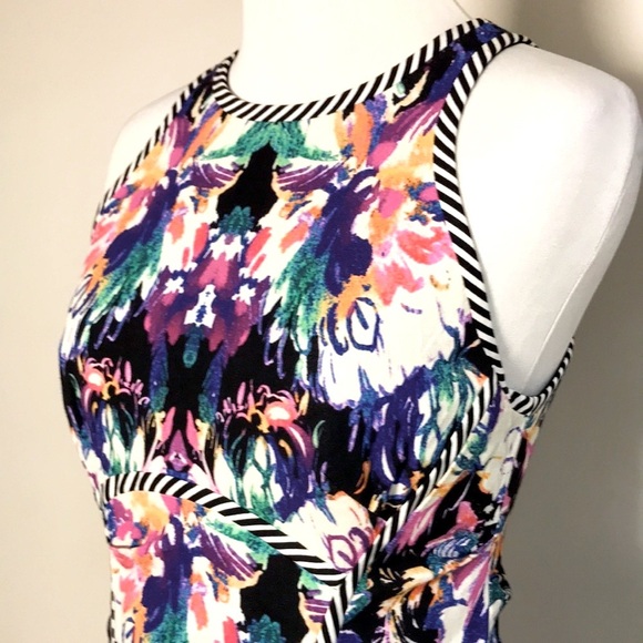 Nicole Miller Artelier Women’s Multi Colored Ruched Sheath Midi Dress Size 2 - Picture 2 of 7